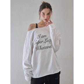 Super lazy off shoulder Long Sleeve t-shirt (White)