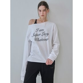 Super lazy off shoulder Long Sleeve t-shirt (White)