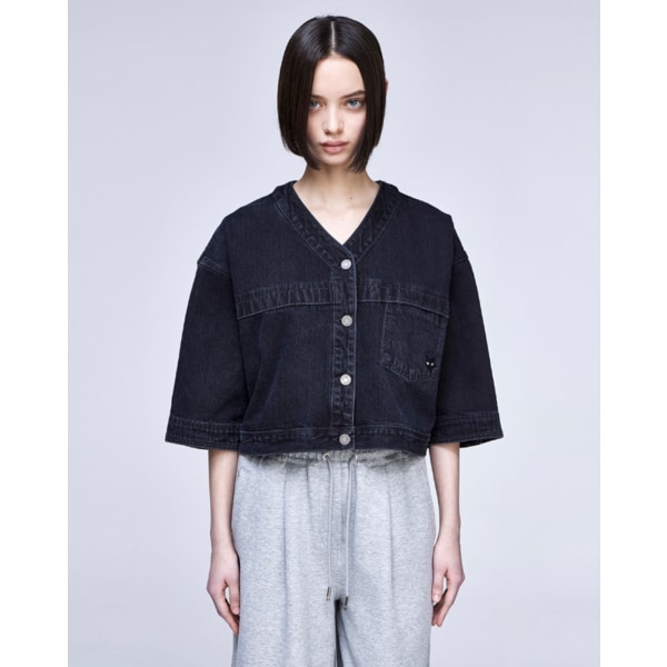 [파주점] [송지오우먼]지제로 팬서 브이넥 데님 셔츠 블랙 WH2SH821BK