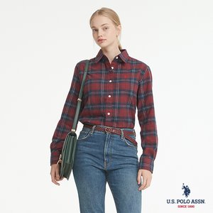 유에스폴로 [U.S. POLO ASSN.] FW 여성 코튼 기모셔츠_RED CHECK 2