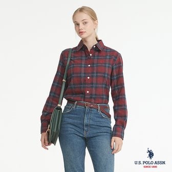 유에스폴로 [U.S. POLO ASSN.]  여성 코튼 기모셔츠_RED CHECK 2