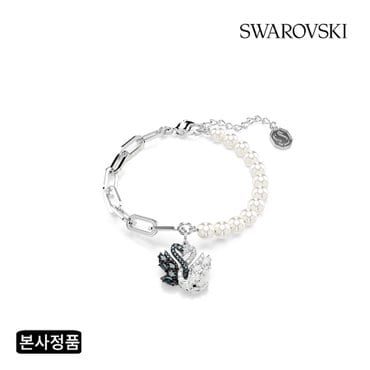 스와로브스키 [본사정품/쇼핑백증정] Swan 크리스털 펄 블랙 로듐 팔찌M 5705720