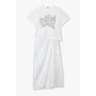 사카이 여성 포플린 숏 슬리브 드레스 6416161107000