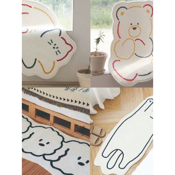 플러피 털냥이 곰돌이 강아지 발매트