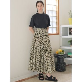 Cherry blossoms print maxi skirt