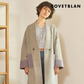 [COVETBLAN] 여성 배색포인트 노카라 코트(V198MCT201W)