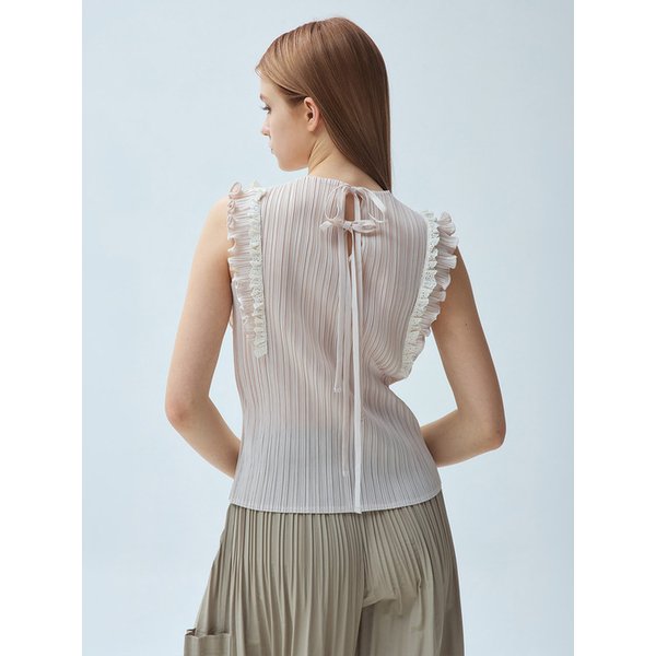 레이스 백 리본 플리츠 블라우스_3colors