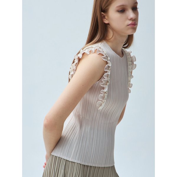 레이스 백 리본 플리츠 블라우스_3colors