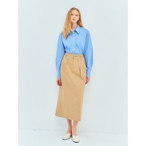 BELTED PENCIL LONG SKIRT(sand beige)