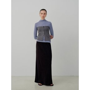 Classic Rib Knit Banding Long Skirt - Black