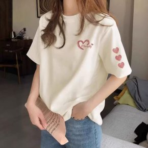 트리하 프린팅 박시 반팔 티셔츠