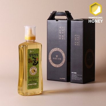 푸드앰프 [함평나비꿀] 전라도 순수 자연산 아카시아꿀 1kg 선물세트 / 벌꿀성적서 동봉