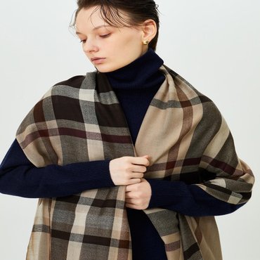 닥스 DCSC5F111W2[25FW][WOOL100%] 여성 브라운 타탄체크 울 라이트 머플러