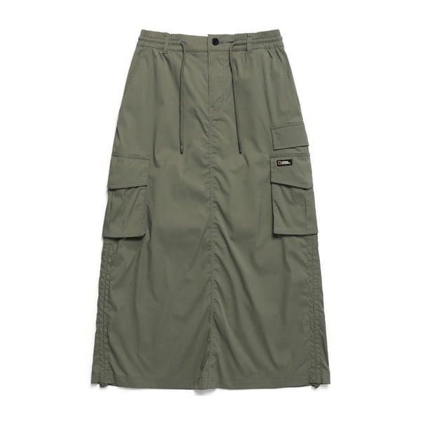 [여주점] N241WSK070 여성 아나스 스트링 롱 카고 스커트 카키