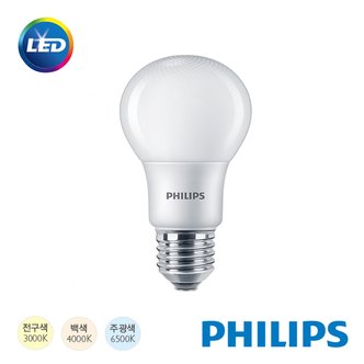 필립스 LED 전구 6W 전구색 백색 주광색 GEN8
