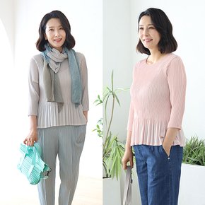 T57517 입체적인 우아함 플리츠 블라우스 60대엄마옷