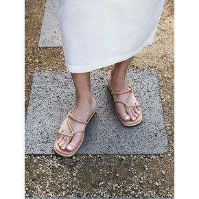 Maya Slides Leather Beige