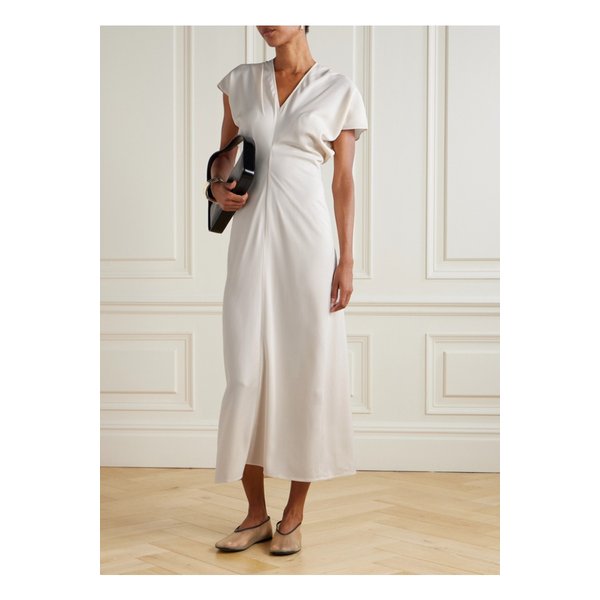 자디그 개더 크레이프 미디 드레스 아이보리 46376663162878666