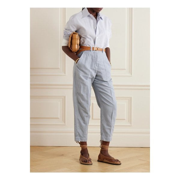 브루넬로쿠치넬리 코튼 리넨 혼방 트윌 테이퍼드 팬츠 블루 1647597333334012