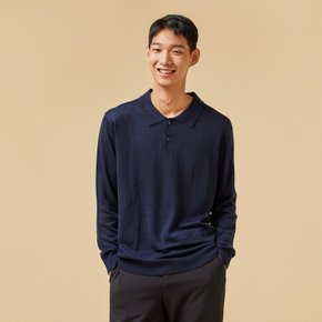 *정상가 39,900원*남 메리노울 블렌디드 카라 니트_NAVY