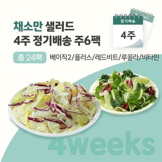 포켓샐러드 채소만 샐러드 4주 정기배송 (베이직2+플러스+레드비트+루꼴라+비타민)