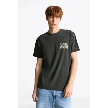 타미진스 남성 카바나 피그먼트 티셔츠 T32F1TTO39TMT1 TOMMY JEANS