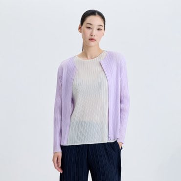 플리츠미 매쉬 컬러 블럭 집업 가디건_PPCDM025002