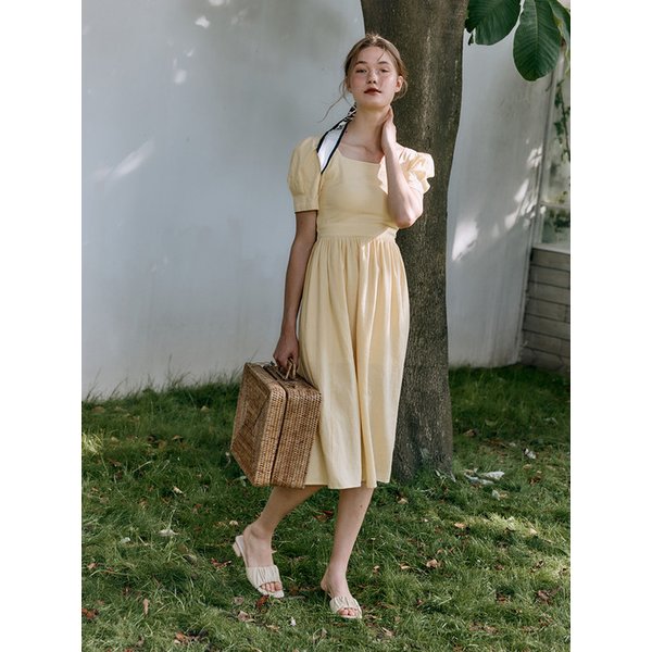 [리퍼브] BACKLESS PUFF-SLEEVE DRESS [Yellow]
