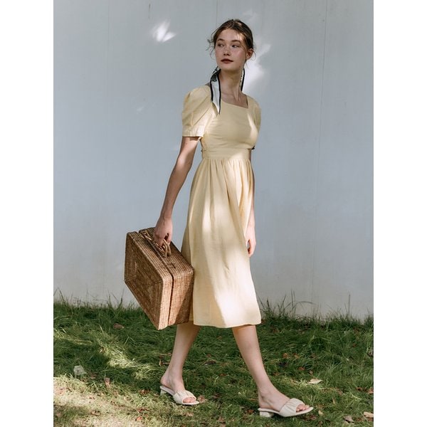 [리퍼브] BACKLESS PUFF-SLEEVE DRESS [Yellow]