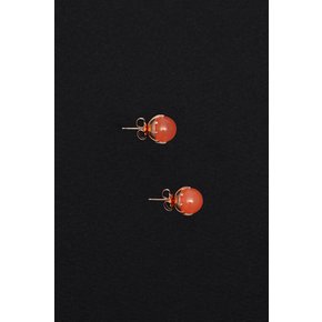 8mm 오렌지캐츠아이 Orange Cat`s eye Earrings  [옵션 - 귀찌]