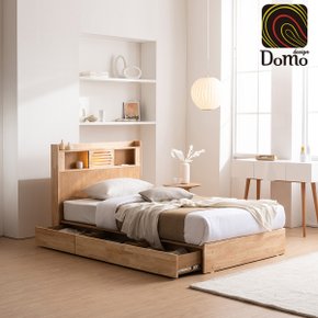 루소 LED 서랍형 고무나무 원목 슈퍼싱글 침대 / 노블레스 ITALY LATEX 매트리스
