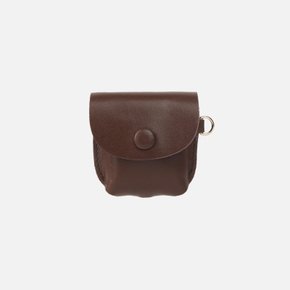 Button Shoulder AirPods Leather Case Chocolate Bro