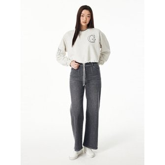 GCUT 백 밴딩 캣워싱 데님 팬츠_다크 그레이 7215155180