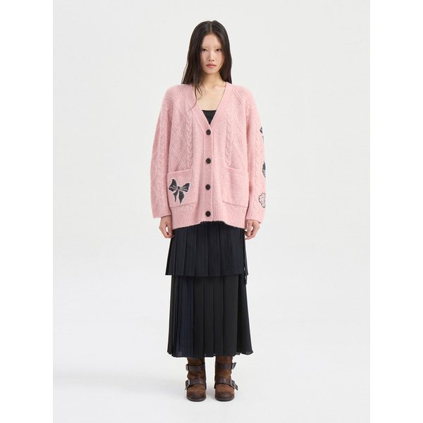 Colored Jacquard Knit Cardigan (pink) LFWCW25320PIX