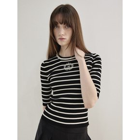 Logo Point Stripe Top Black