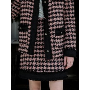 Cest_Pink houndstooth woolen skirt