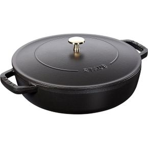 스타우브 후라이팬 Staub 40511473 Braiser Saute Pan 블랙 9.4 inches 24 cm Double Handle Cas