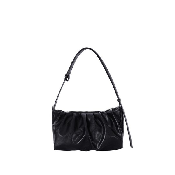 LEATHER SHOULDER AND CROSS BAG BLACK