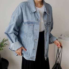 여성 여자 가을 데님 자켓 재킷 모트 빈티지 백프린팅