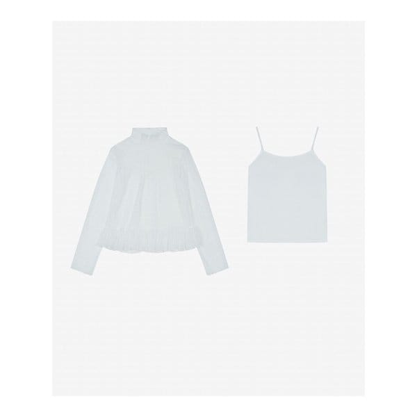 도트 시스루 프릴 티셔츠 & 나시 SET (TMIAB1802)