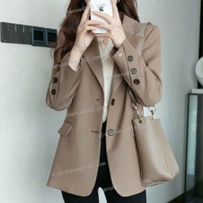 카키 정장 코트 여 봄가을 루즈핏 캐주얼 정장