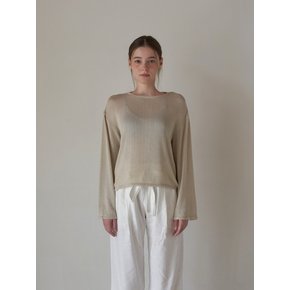 Net Knitted Top - Beige