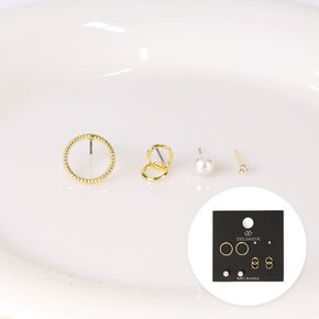 원형큐빅진주 8SET 알러지방지 데일리 포인트 귀걸이