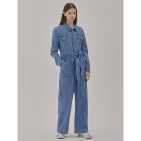 DENIM BELT JUMPSUIT BLUE