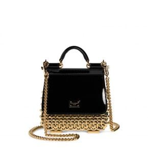 우먼 DolceGabbana 미니 시칠리 박스 Cage 숄더백 크로스백 87530 Gold/ 블랙 8736585