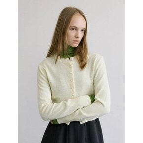 PEARLY BUTTON WOOL CARDIGAN / BUTTER