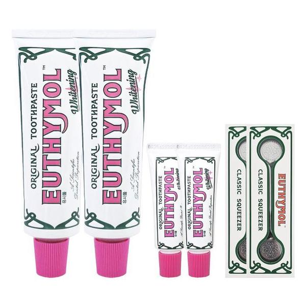 확대된 대표 [ EUTHYMOL ] 유시몰 화이트닝 치약 대용량 120g 2개+20g 2개+스퀴저 2개(1)