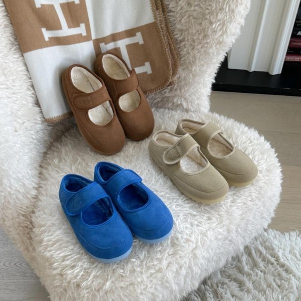 [옷자락] 여자 소프트 퍼 안감 메리제인 플랫