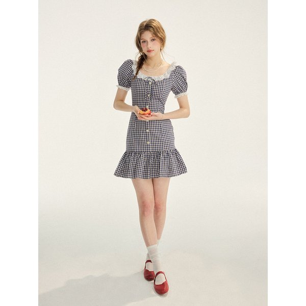 피크닉 체크 미니원피스