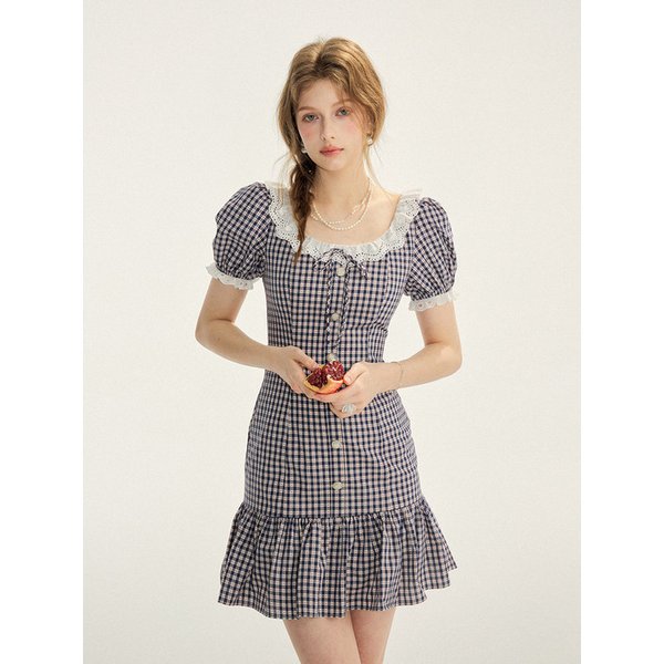 피크닉 체크 미니원피스